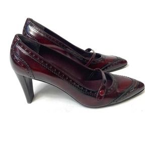 Stuart Weitzman red leather oxford heels